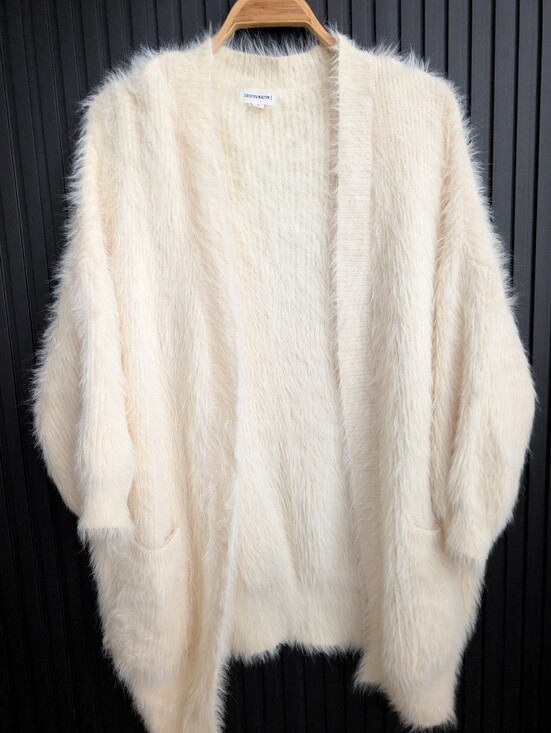 Dance & Marvel Sweaters - Dance & Marvel Cream Fuzzy Eyelash Open Front Cardigan Sweater | Size S